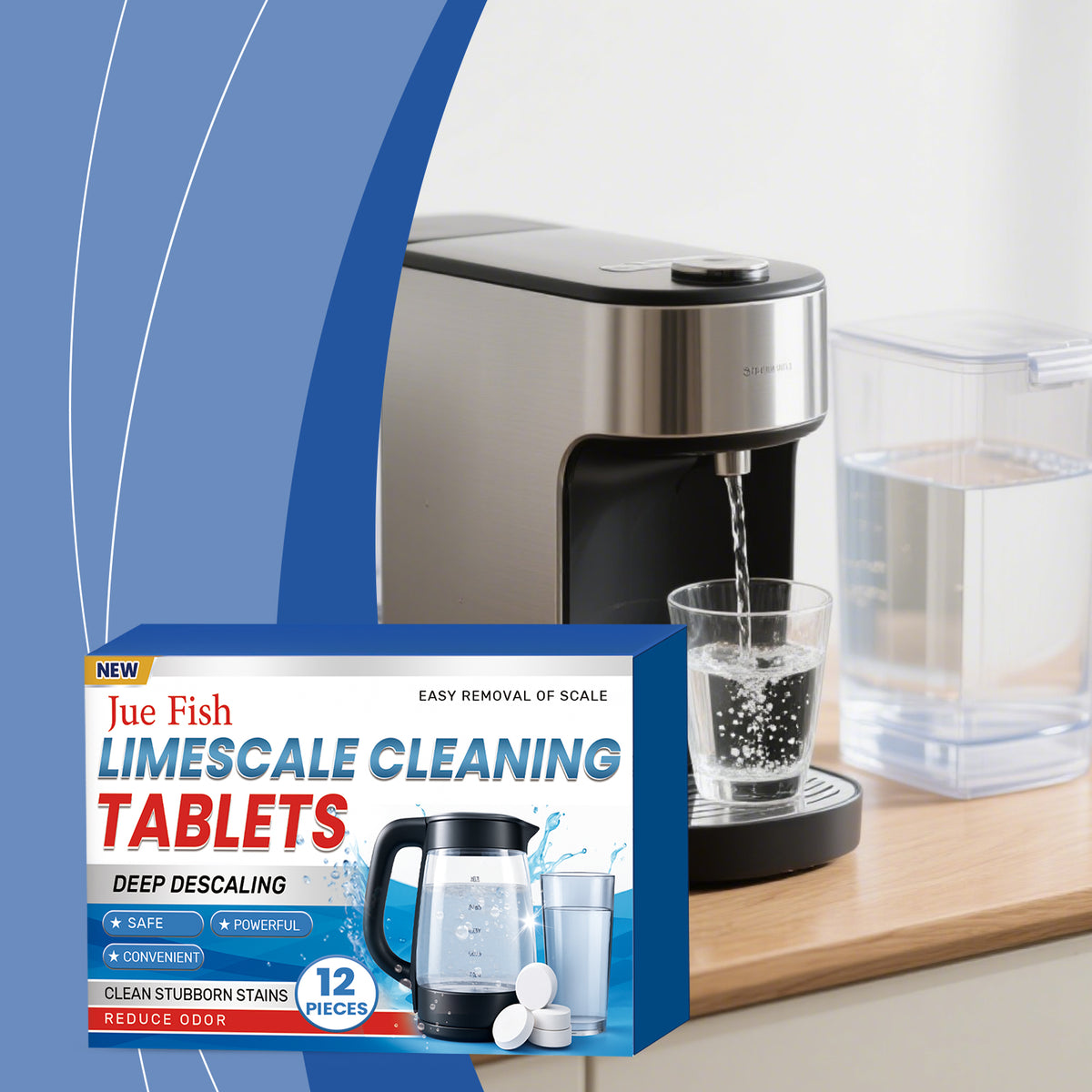 Water Bottle Cleaner Tablets, Effervescent Descaler, No Scrub Limescale Remover