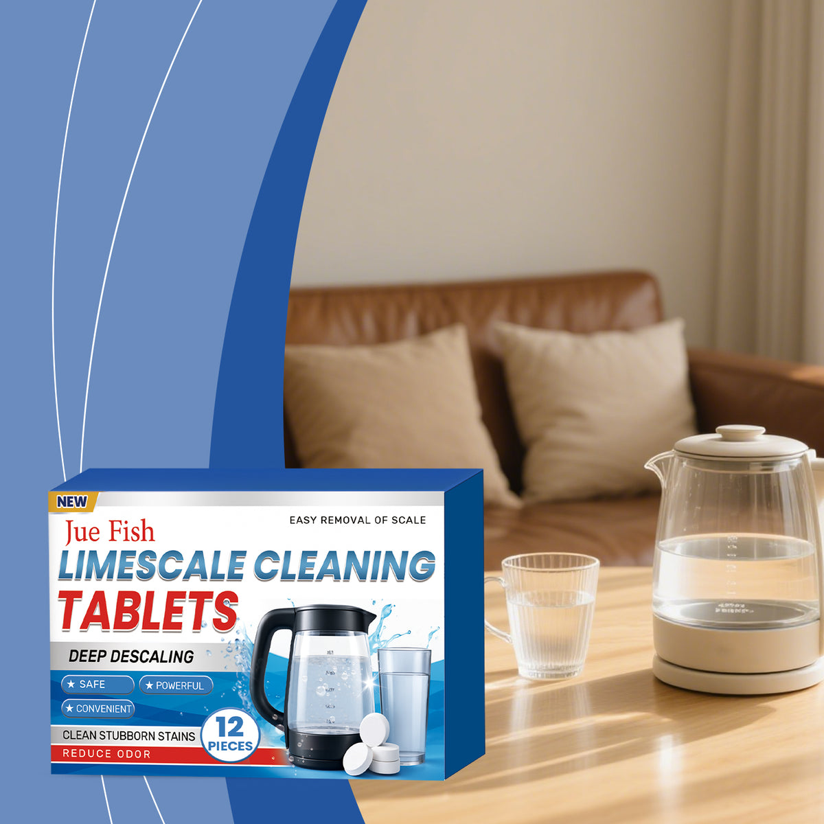 Water Bottle Cleaner Tablets, Effervescent Descaler, No Scrub Limescale Remover