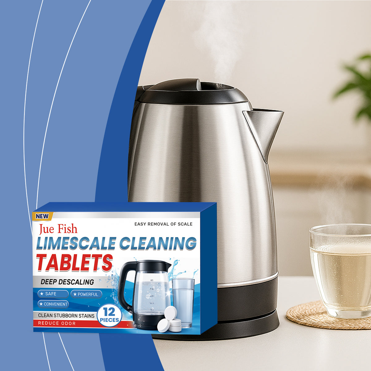 Water Bottle Cleaner Tablets, Effervescent Descaler, No Scrub Limescale Remover